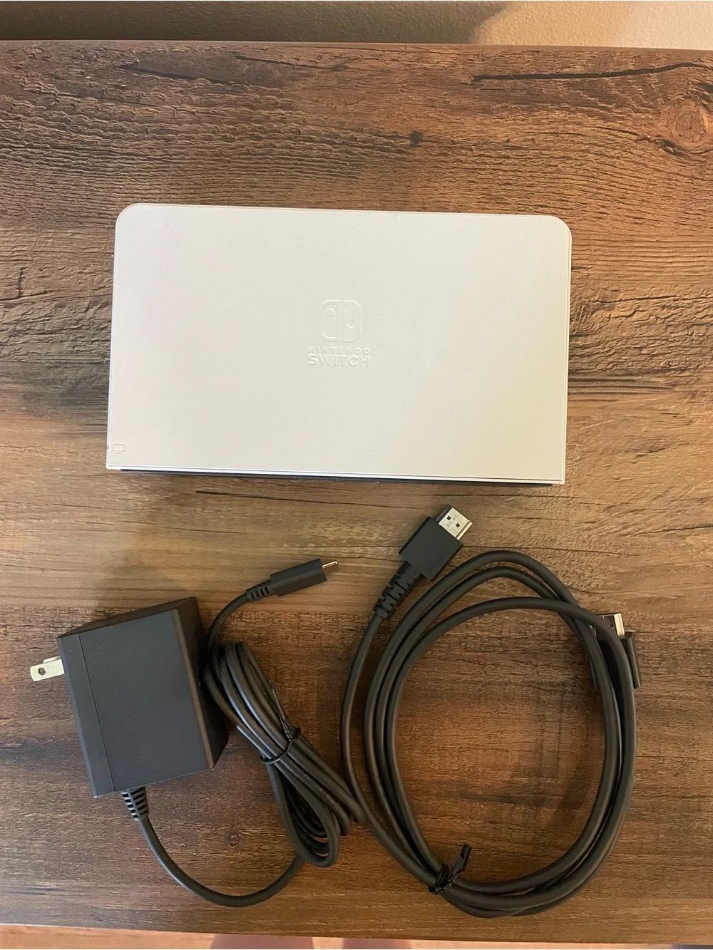 Nintendo White Switch OLED Dock with Black Power Cable